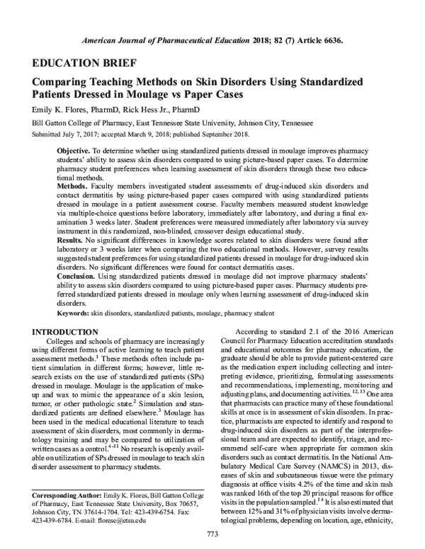 (PDF) Comparing Teaching Methods on Skin Disorders Using Standardized ...