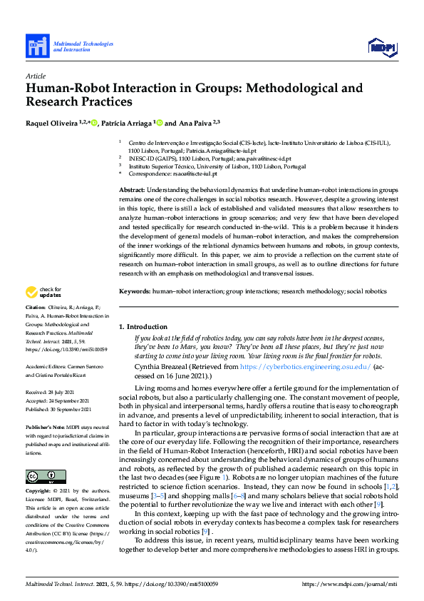 (PDF) Human-Robot Interaction in Groups: Methodological and Research ...
