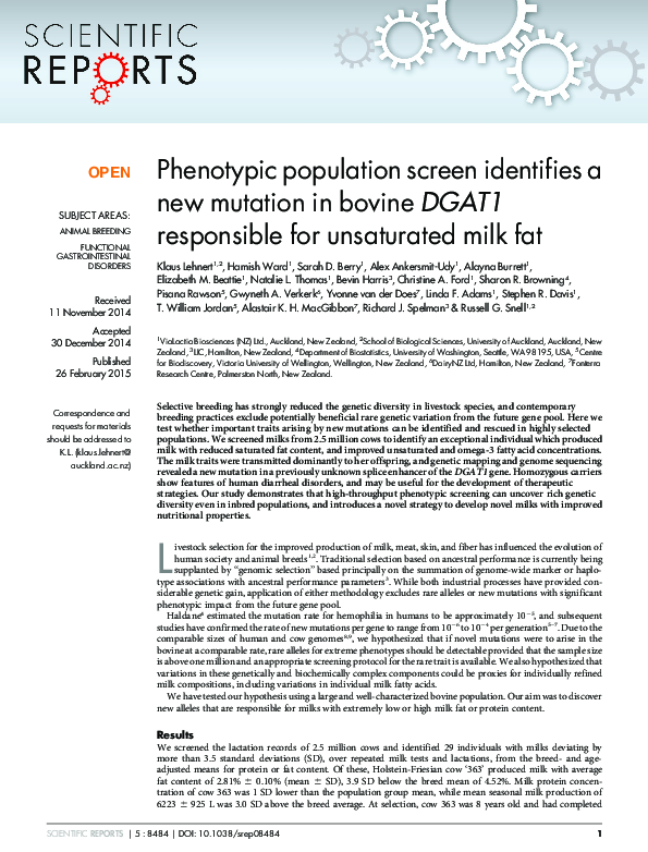 (PDF) Phenotypic population screen identifies a new mutation in bovine ...