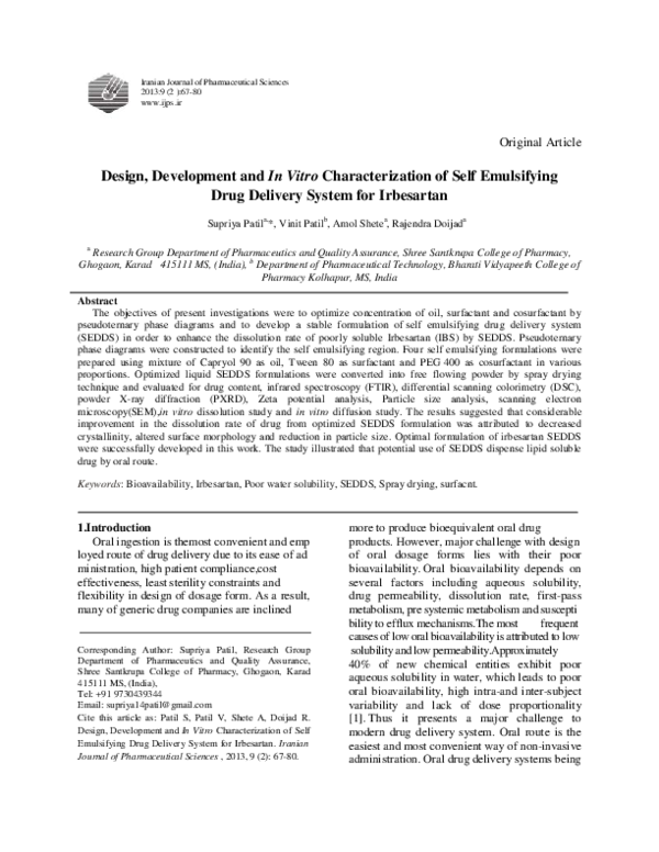 (PDF) Design, Development and In Vitro Characterization of Self ...
