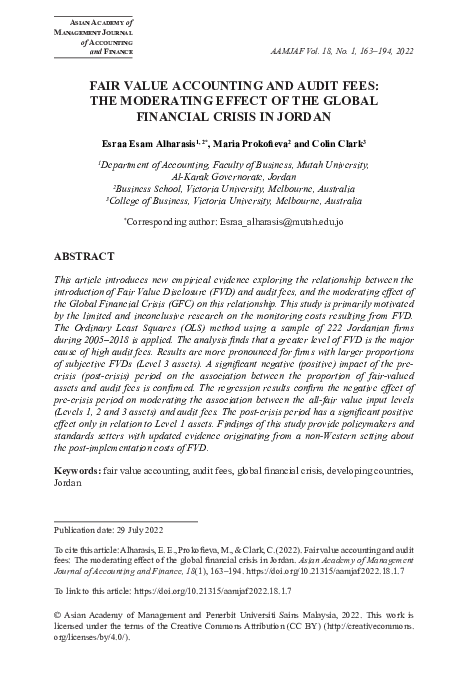 (PDF) Fair value accounting and audit fees: The moderating effect of ...