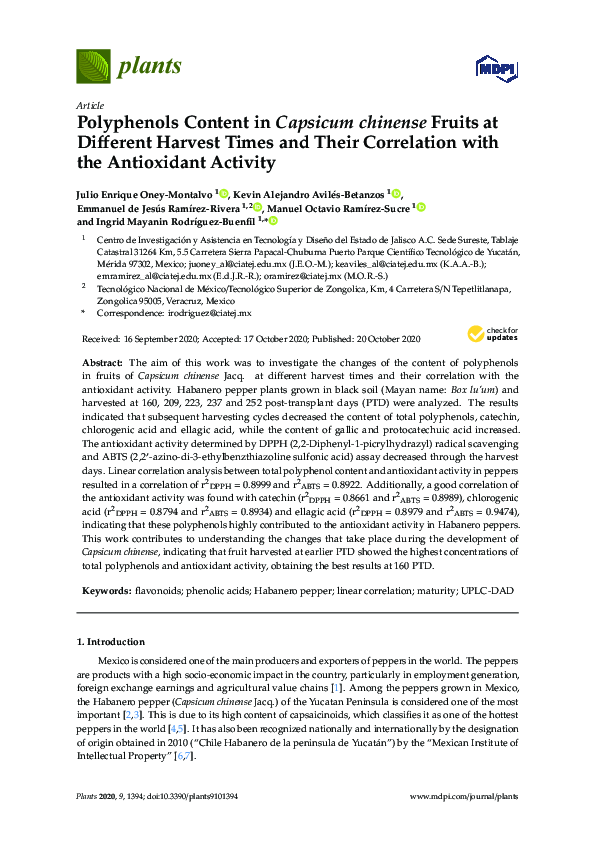 (PDF) Polyphenols Content in Capsicum chinense Fruits at Different ...