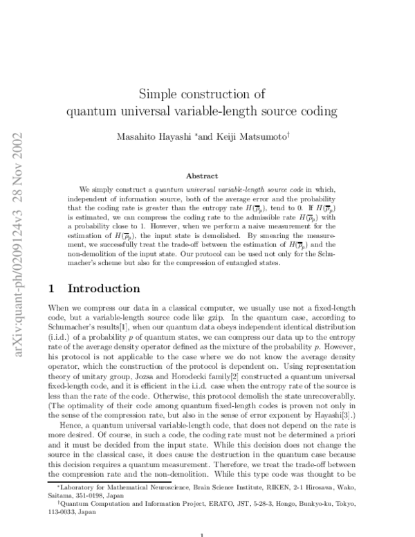 (PDF) Simple construction of quantum universal variable-length source ...