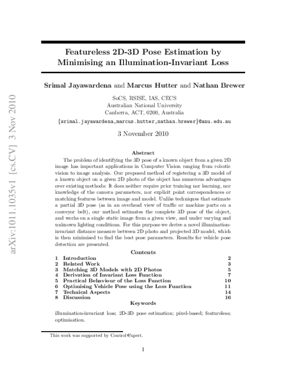 (PDF) Featureless 2D-3D Pose Estimation by