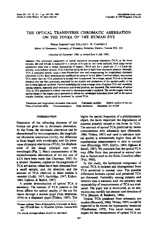 (PDF) The optical transverse chromatic aberration on the fovea of the ...