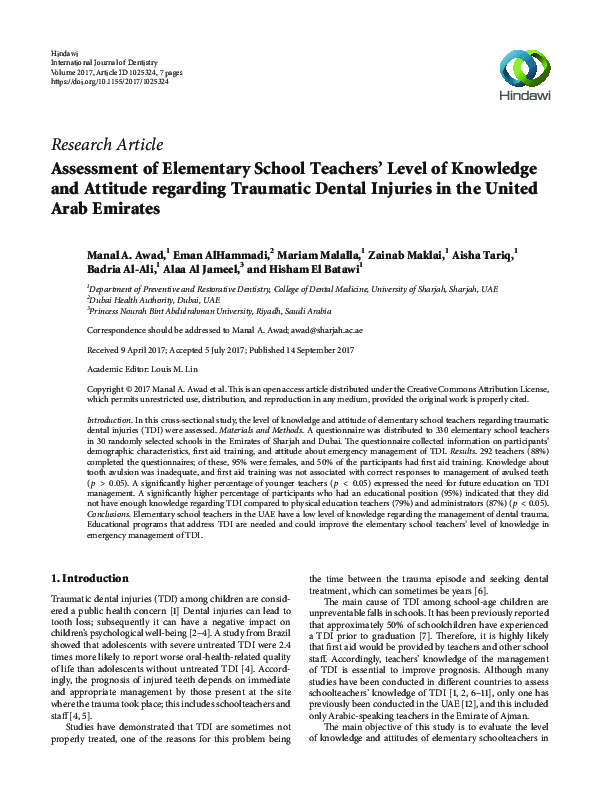 (PDF) Assessment of Elementary School Teachers’ Level of Knowledge and ...