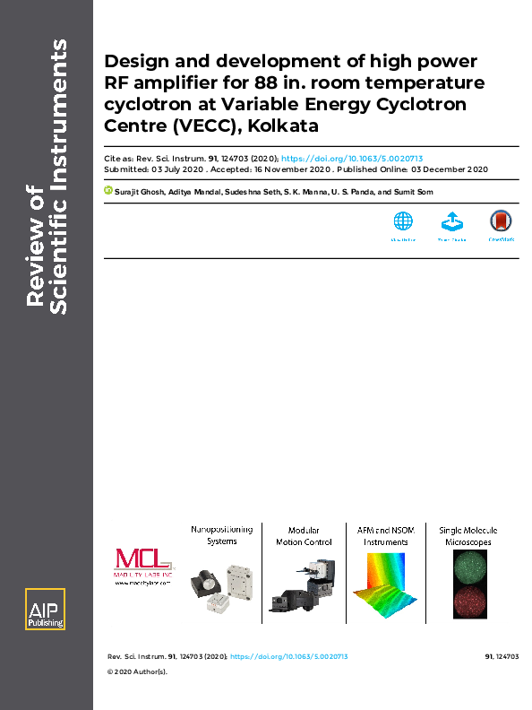 (PDF) Design and development of high power RF amplifier for 88 in. room ...