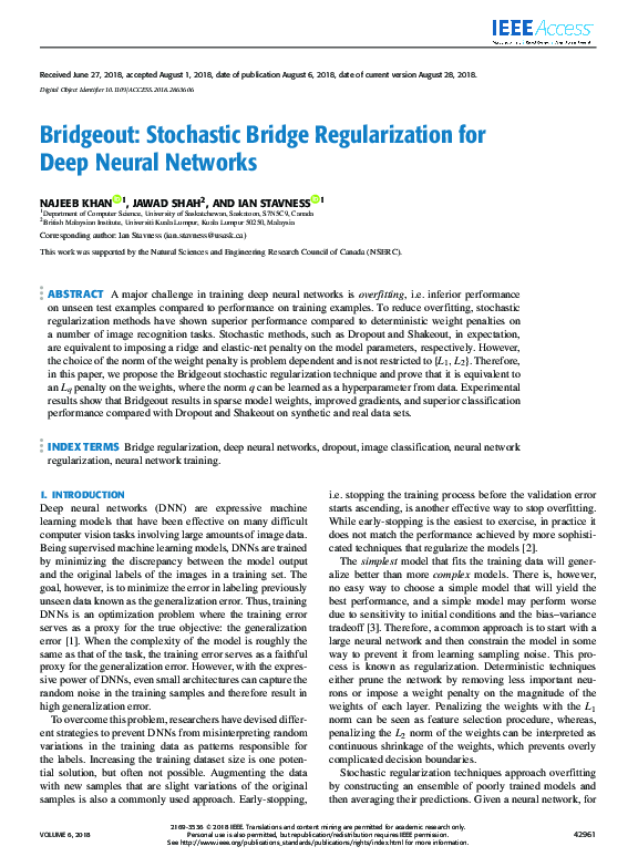 (PDF) Bridgeout: Stochastic Bridge Regularization for Deep Neural Networks