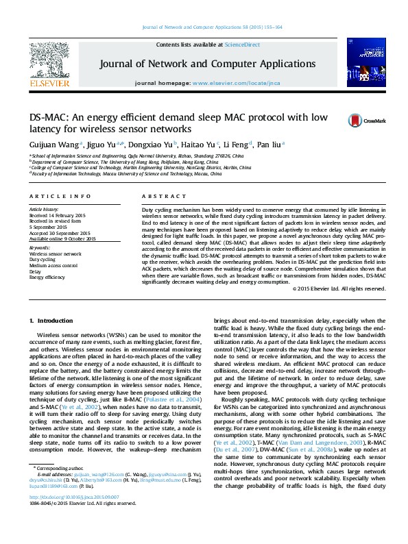 (PDF) DS-MAC: An energy efficient demand sleep MAC protocol with low ...