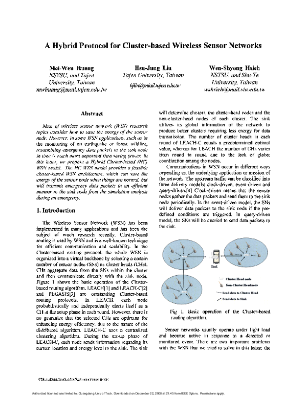(PDF) A Hybrid protocol for Cluster-based wireless sensor networks