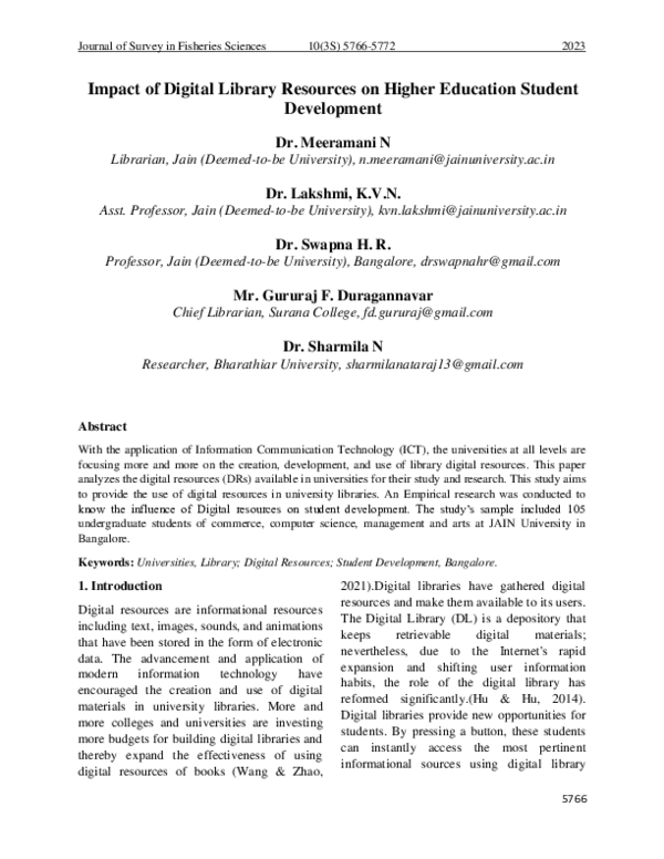 (PDF) Impact of digital library resources on higher education students ...