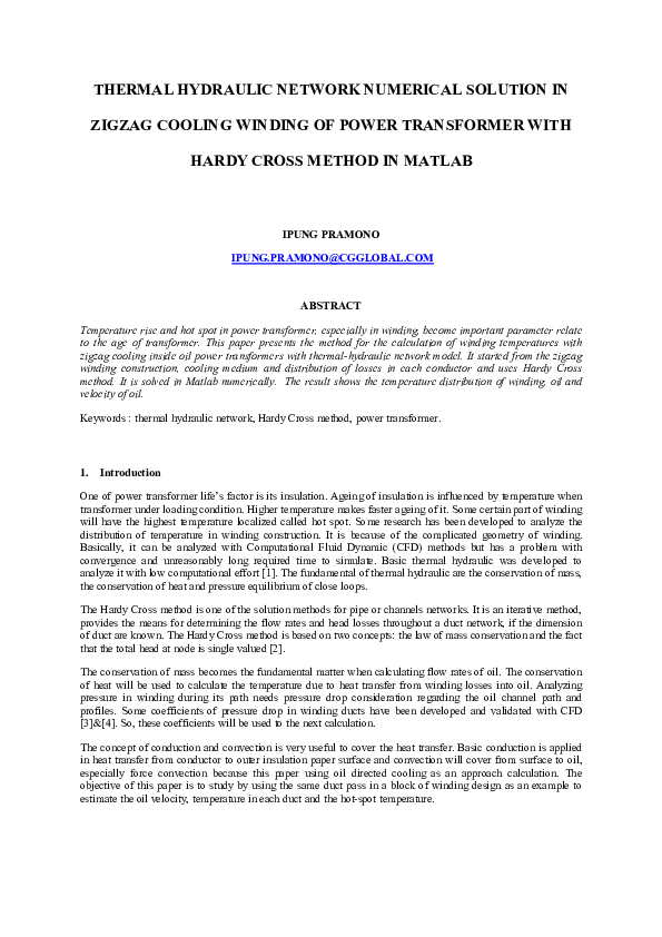 (PDF) THERMAL HYDRAULIC NETWORK NUMERICAL SOLUTION IN ZIGZAG COOLING