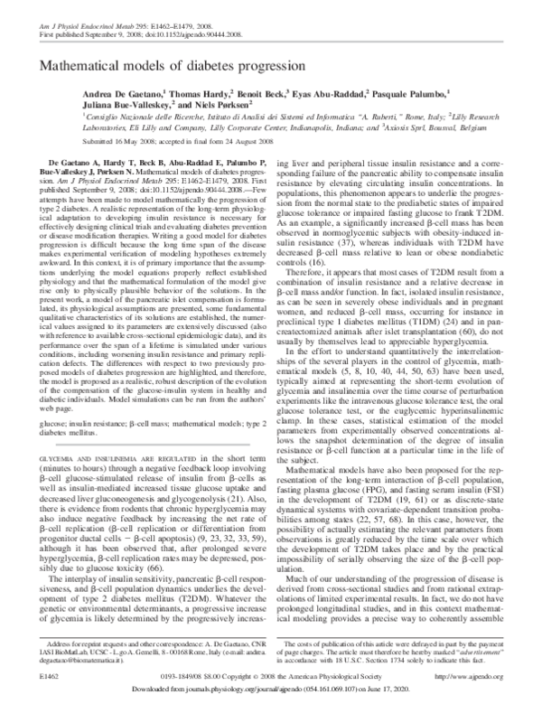 (PDF) Mathematical models of diabetes progression