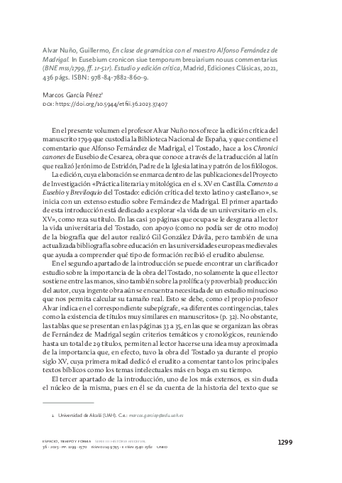 (PDF) Alvar Nuno, Guillermo, En clase de gramatica con el maestro ...
