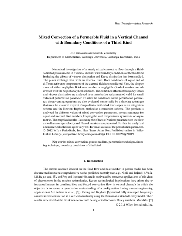 (PDF) Mixed convection of a permeable fluid in a vertical channel with ...