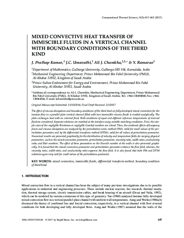 (PDF) Mixed Convective Heat Transfer of Immiscible Fluids in a Vertical ...