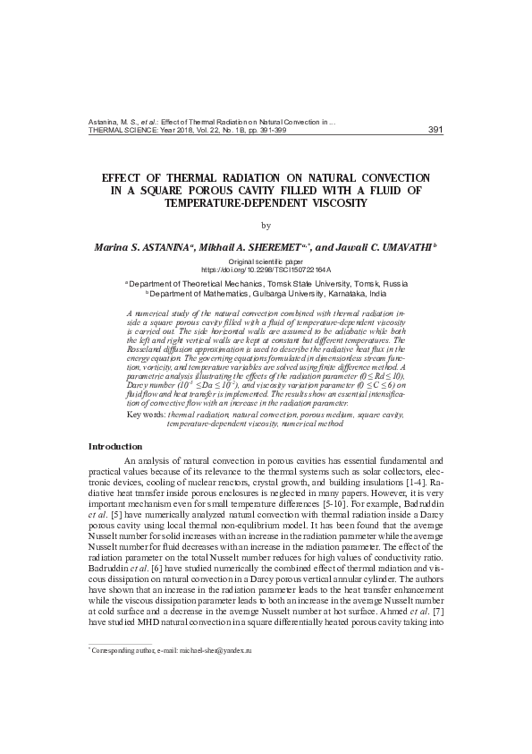 (PDF) Effect of thermal radiation on natural convection in a square ...