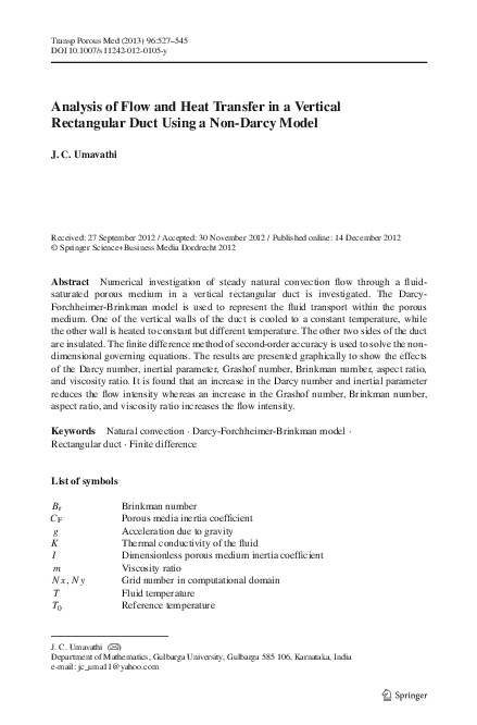 (PDF) Analysis of Flow and Heat Transfer in a Vertical Rectangular Duct ...