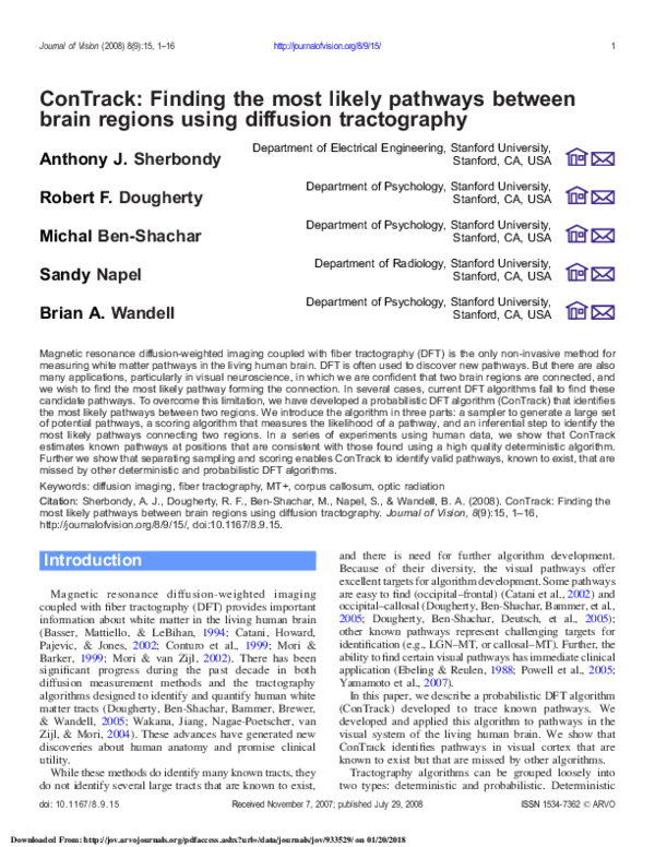 (PDF) ConTrack: Finding the most likely pathways between brain regions ...