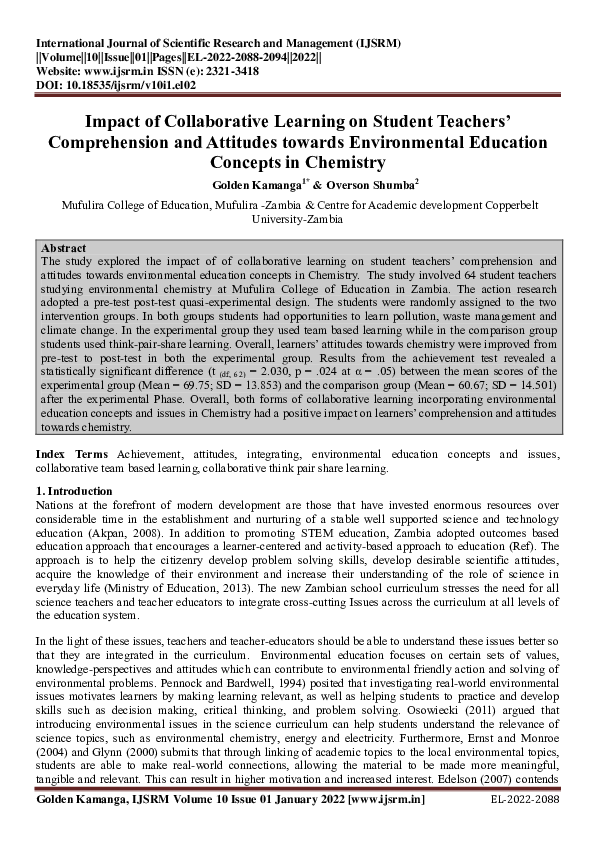 (PDF) Impact of Collaborative Learning on Student Teachers ...