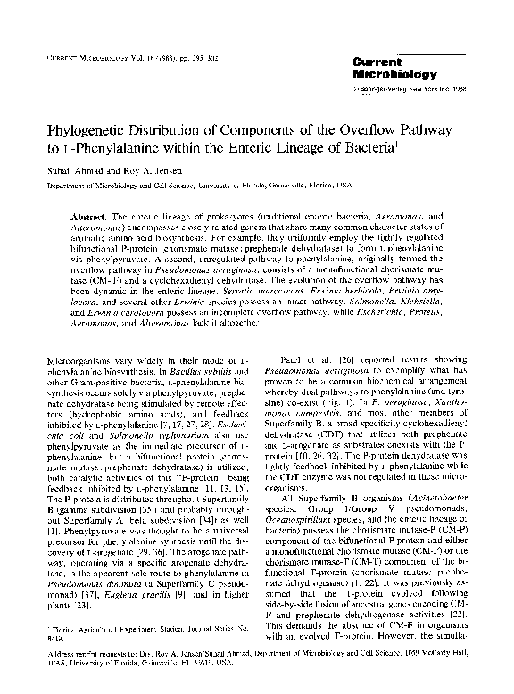 (PDF) Phylogenetic distribution of components of the overflow pathway ...