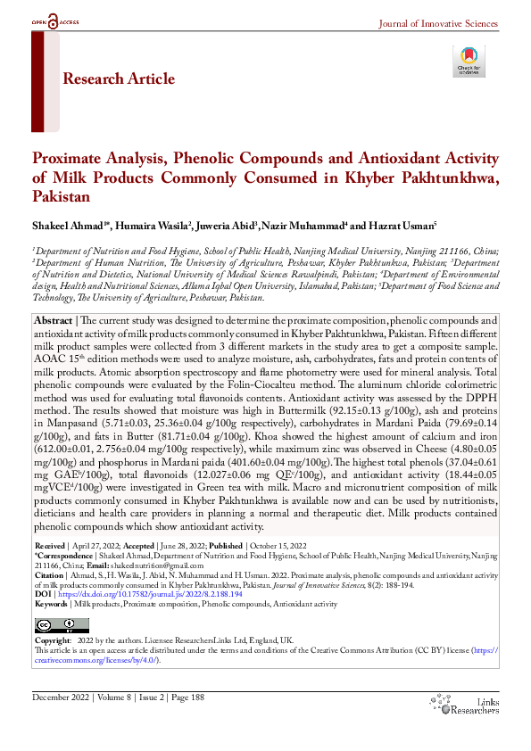 (PDF) Proximate Analysis, Phenolic Compounds and Antioxidant Activity ...