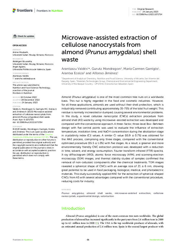 (PDF) Microwave-assisted extraction of cellulose nanocrystals from ...