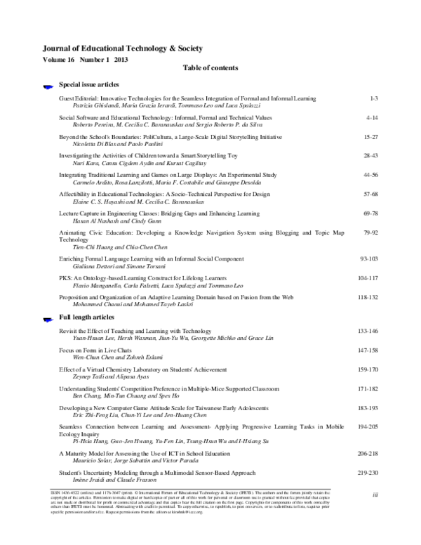 Guest Editorial: Innovative Technologies for the Seamless Integration of Formal and Informal Learning