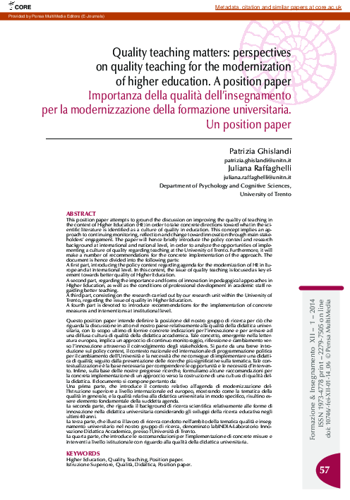 (PDF) Quality teaching matters: perspectives on quality teaching for ...