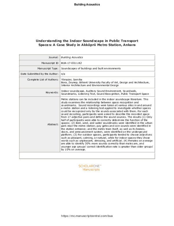 (PDF) Understanding the indoor soundscape in public transport spaces: A ...