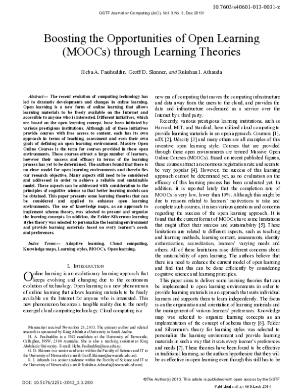 (PDF) Boosting the Opportunities of Open Learning (MOOCs) through ...