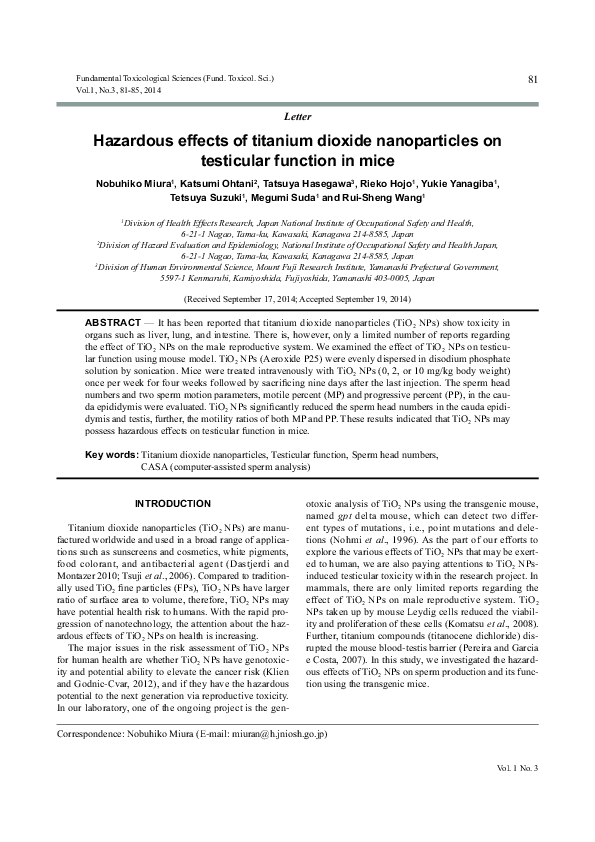 (PDF) Hazardous effects of titanium dioxide nanoparticles on testicular ...