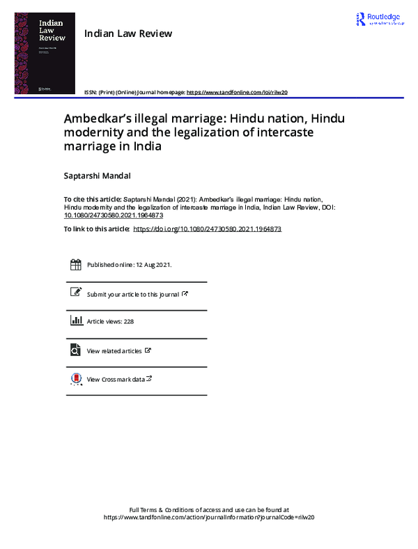  PDF Ambedkar s Illegal Marriage Hindu Nation Hindu Modernity And