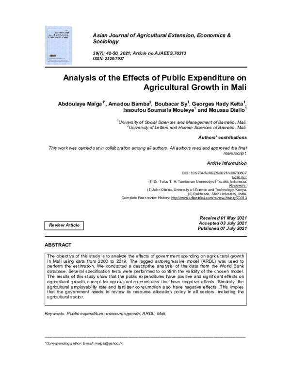 (PDF) Analysis of the Effects of Public Expenditure on Agricultural ...