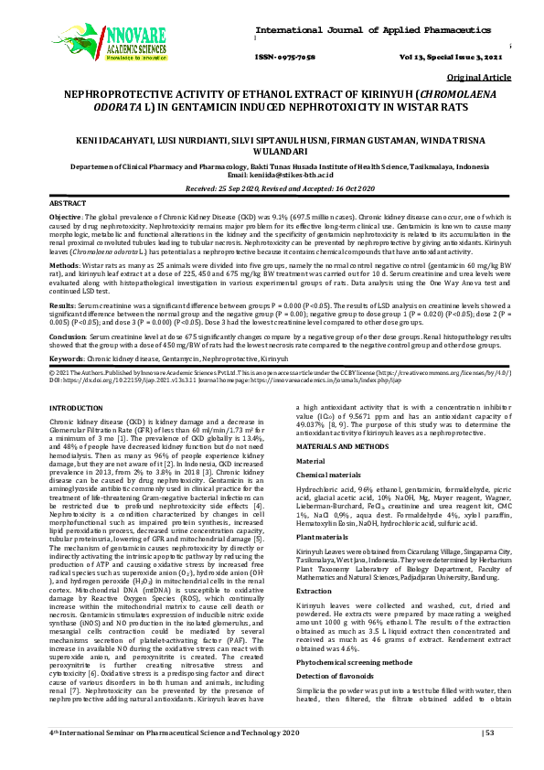 (PDF) NEPHROPROTECTIVE ACTIVITY OF ETHANOL EXTRACT OF KIRINYUH ...