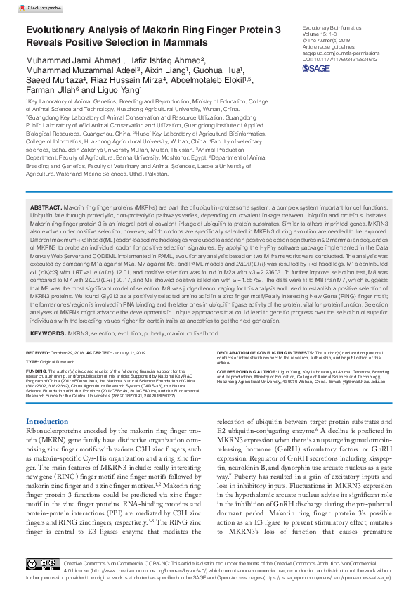 (PDF) Evolutionary Analysis of Makorin Ring Finger Protein 3 Reveals ...