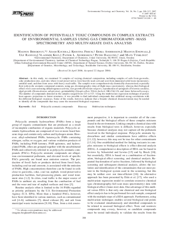 (PDF) Identification of Potentially Toxic Compounds in Complex Extracts