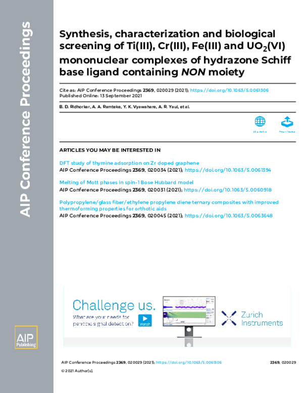 (PDF) Synthesis, characterization and biological screening of Ti(III ...