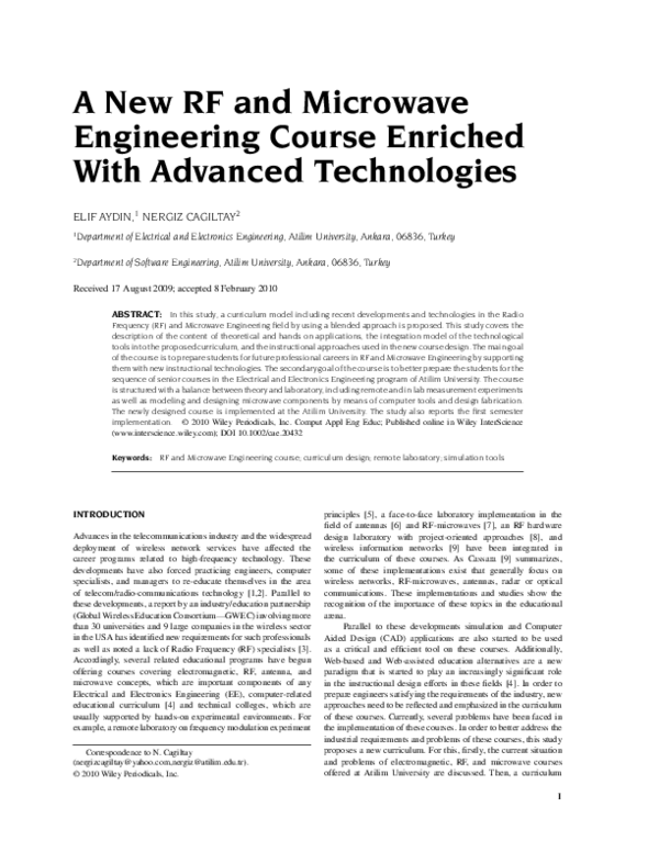 (PDF) A new RF and Microwave Engineering course enriched with advanced