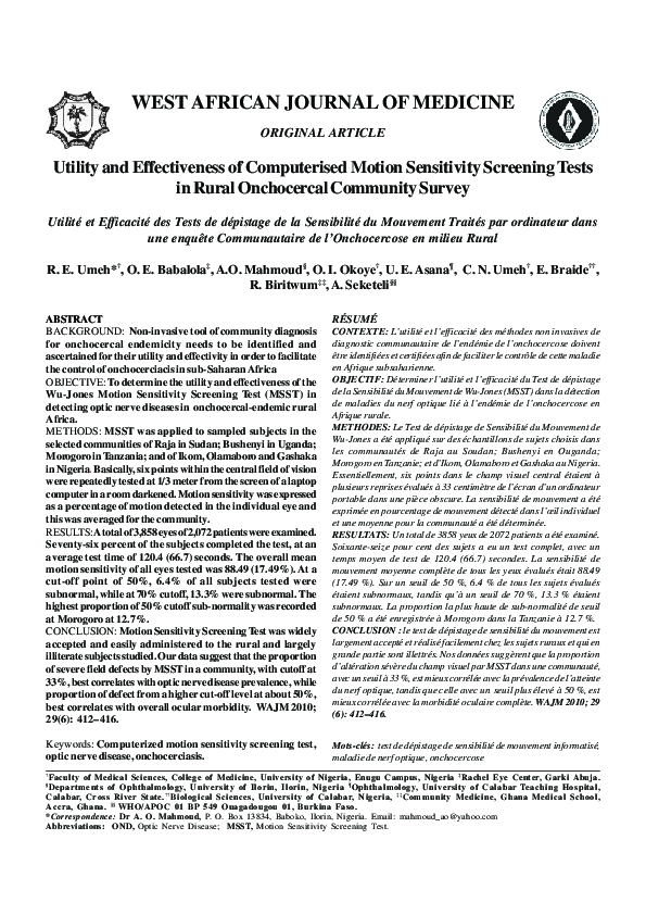 (PDF) Utility and Effectiveness of Computerised Motion Sensitivity ...