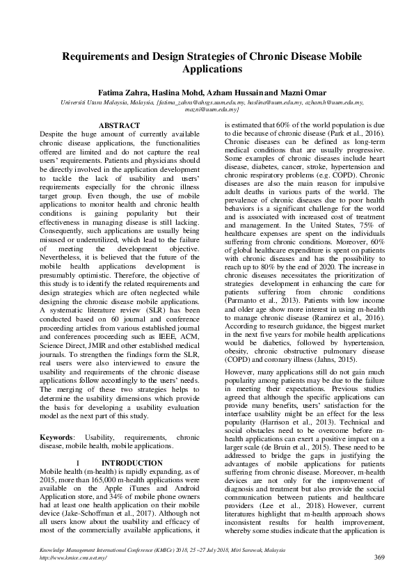 (PDF) Requirements and Design Strategies of Chronic Disease Mobile ...