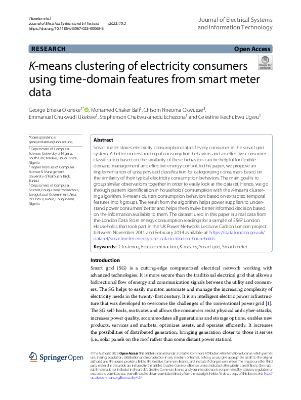 (PDF) K-means clustering of electricity consumers using time-domain ...