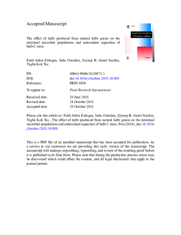 (PDF) The effect of kefir produced from natural kefir grains on the ...
