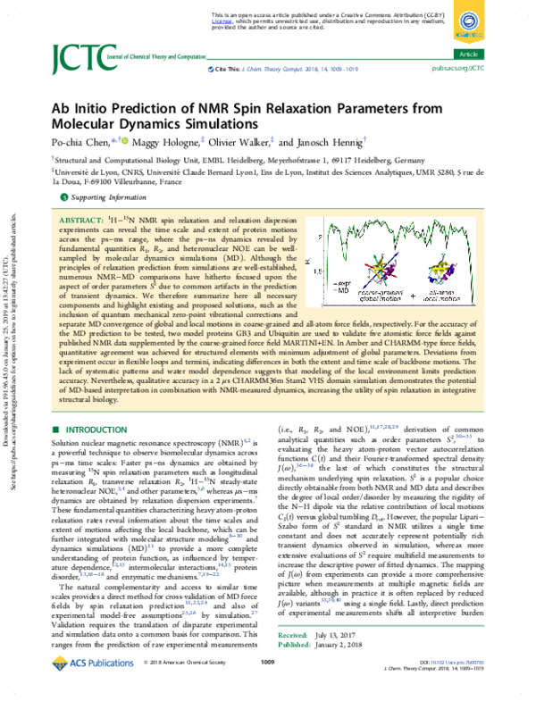 (PDF) Ab Initio Prediction of NMR Spin Relaxation Parameters from ...