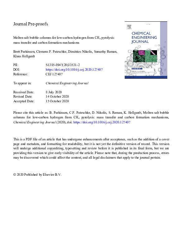 (PDF) Molten salt bubble columns for low-carbon hydrogen from CH4 ...