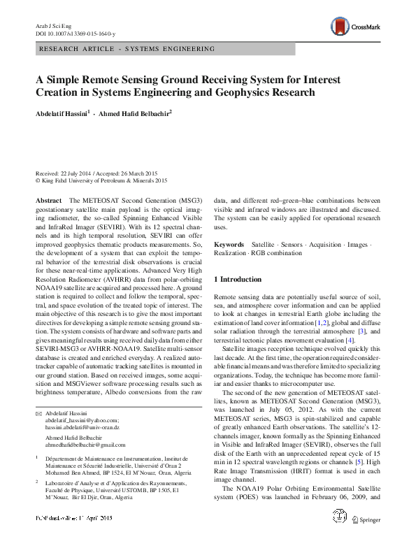 (PDF) A Simple Remote Sensing Ground Receiving System for Interest ...