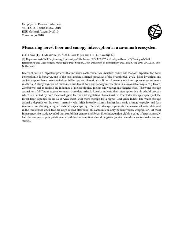 (PDF) Measuring forest floor and canopy interception in a savannah ...