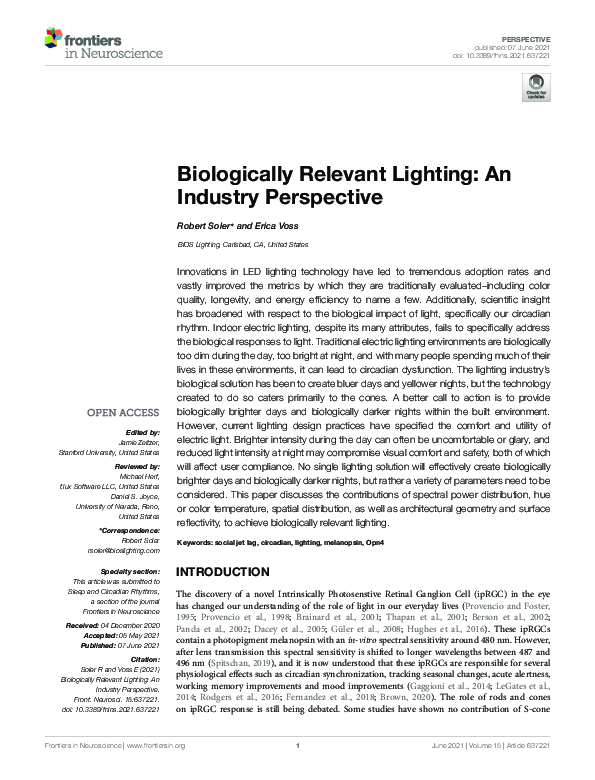 (PDF) Biologically Relevant Lighting: An Industry Perspective