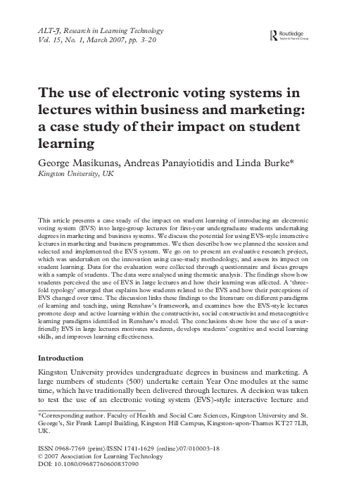 (PDF) The use of electronic voting systems in lectures within business ...