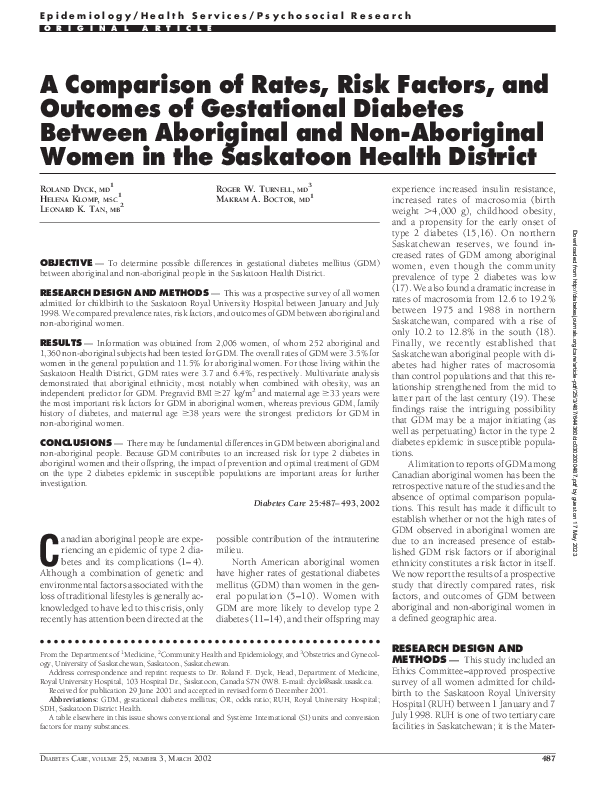 (PDF) A Comparison of Rates, Risk Factors, and of Gestational Diabetes Between
